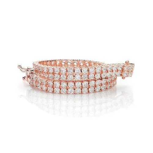 Luxury Silver Charm Bracelet-Round Brilliant tennis bracelet with 13.86 carats* of diamond simulants in 10 carat rose gold