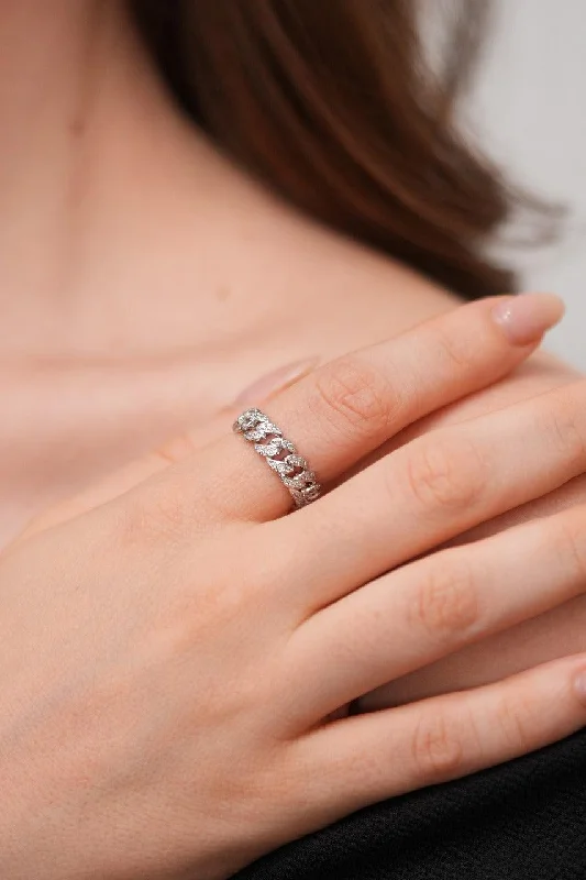 Classic Ring for Women-Cuban Chain style Diamond Band Ring | Daily Wear