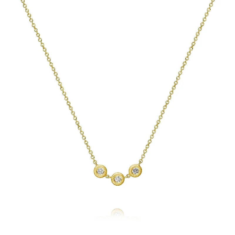 Custom Initial Pendant Necklace-Glory Trio 18K Gold Necklace w. Diamond