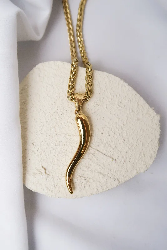 Elegant Necklace for Evening-Cornetto 316L Stainless Steel Gold Necklace