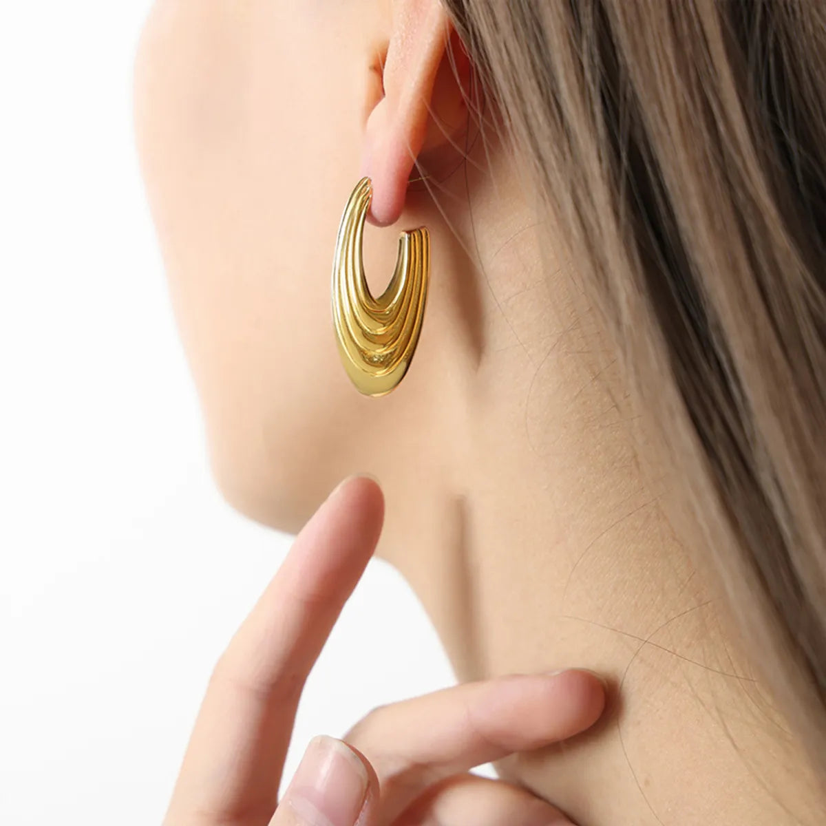 Affordable Gold Earrings-1 Pair Ig Style Simple Style Solid Color Plating Titanium Steel 18k Gold Plated Ear Studs