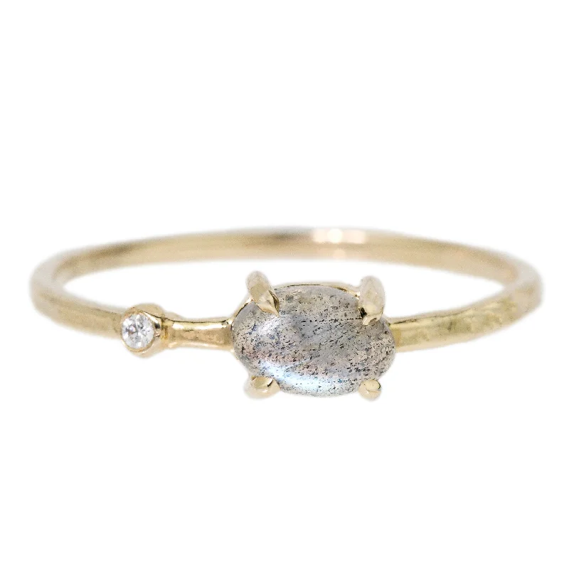 Vintage Diamond Engagement Ring-Labradorite Wink Ring