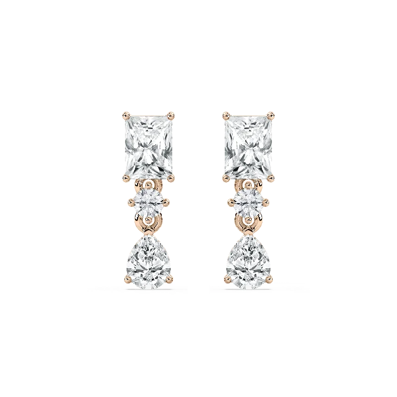 Classic Diamond Earrings-Radiant and Pear Drop Earrings