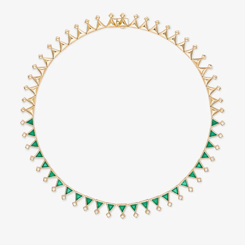 Silver Necklace with Gemstones-Sahra emerald necklace