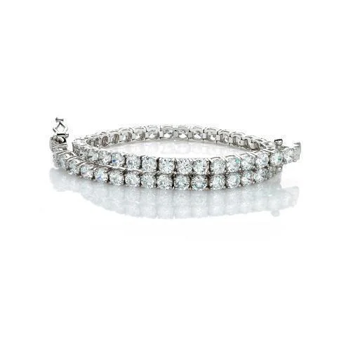 Fashionable Crystal Bracelet-Round Brilliant tennis bracelet with 6.93 carats* of diamond simulants in 10 carat white gold