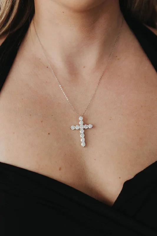 Custom Diamond Necklace-Margot 5.5 Carat Moissanite .925 Sterling Silver Cross Necklace