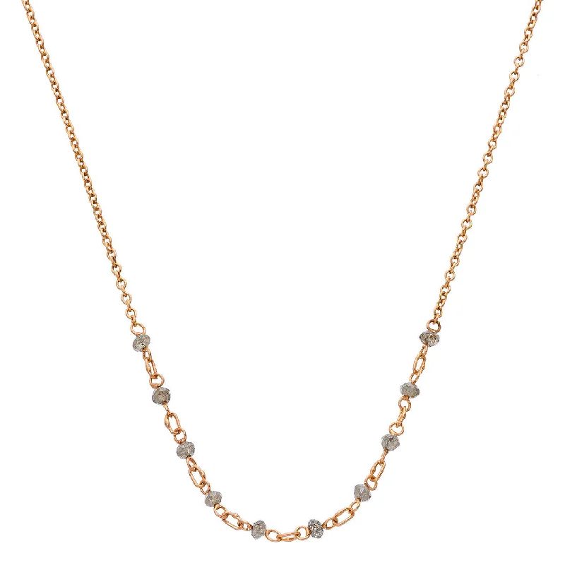 Classic Wedding Necklace-Lola Necklace 16" Rose Gold Champagne Diamond