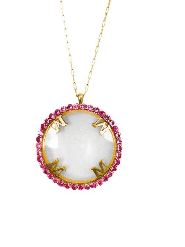 Modern Crystal Necklace-Magnifique Necklace Yellow Gold with Pink Sapphire