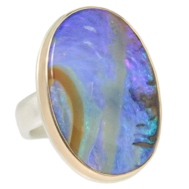 Custom Vintage Engagement Ring-Boulder Opal Ring