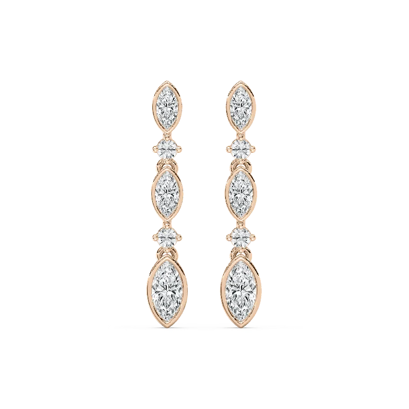 Stunning Wedding Earrings-Marquise Diamond Drop Earrings