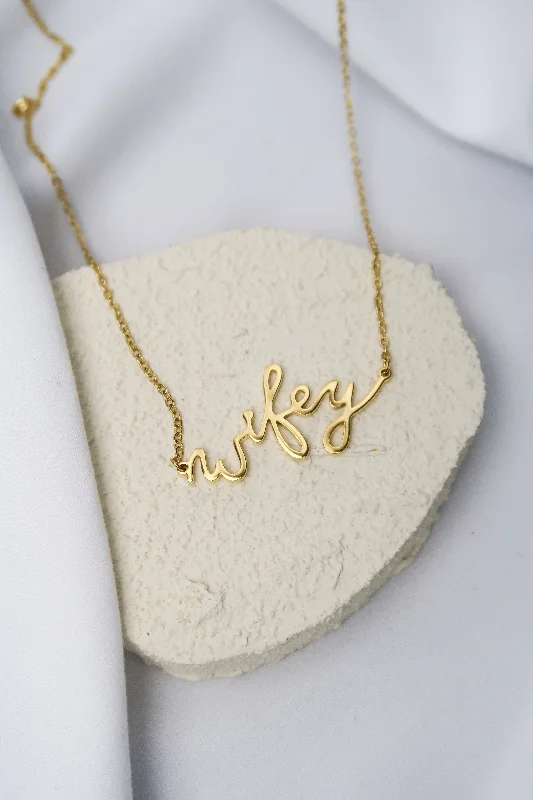 Trendy Gold Chain Necklace-The Better Half "Wifey" Necklace