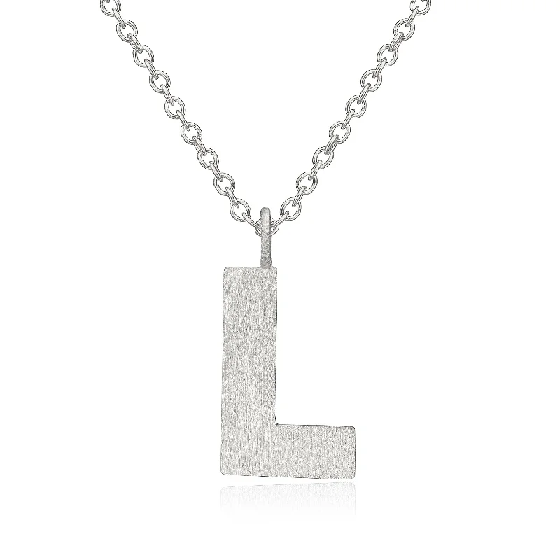 Elegant Wedding Necklace-Letter L Silver Necklace