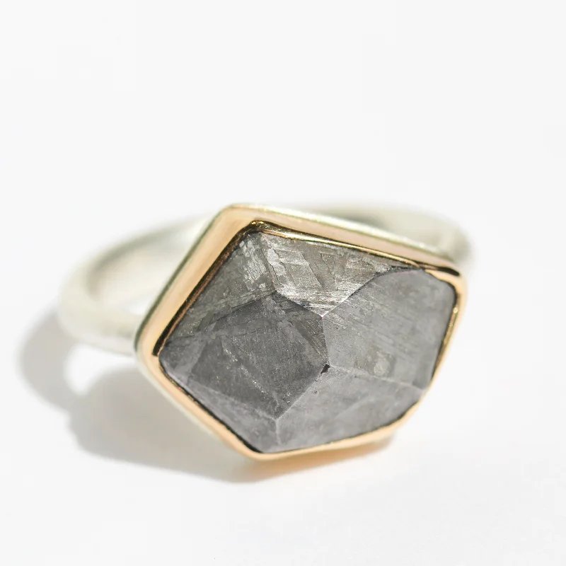 Dainty Engagement Ring-Meteorite Ring