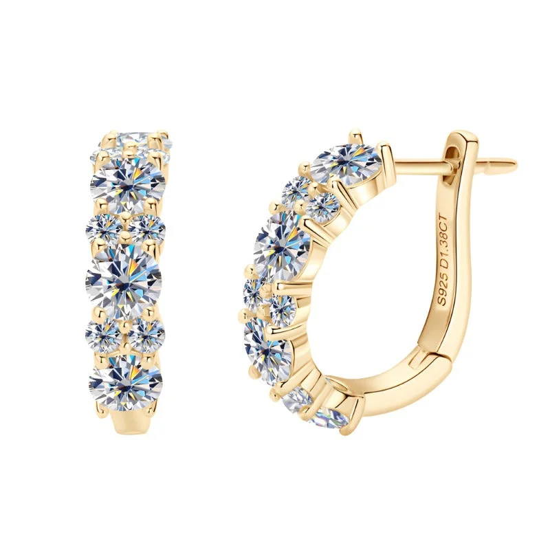 Modern Drop Earrings-2.76 Carat Hoop Clip Earrings | S925 | Moissanite