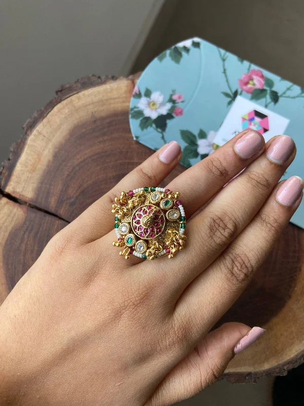 Elegant Custom Ring-Popping Morni Indian Ring | Sone pe Suhaga collection