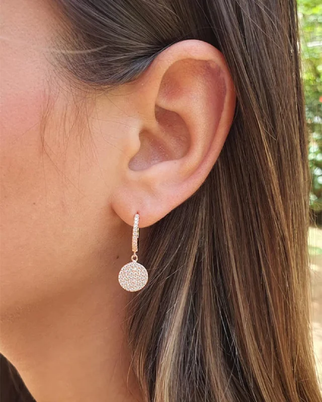 Custom Earrings for Bridesmaids-Radiant Circle Diamond Earrings