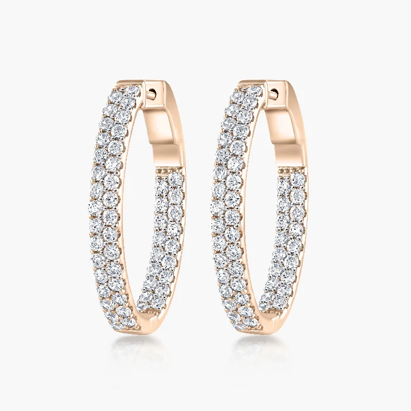 Elegant Pearl Stud Earrings-Pave Set Inside-Out Hoops