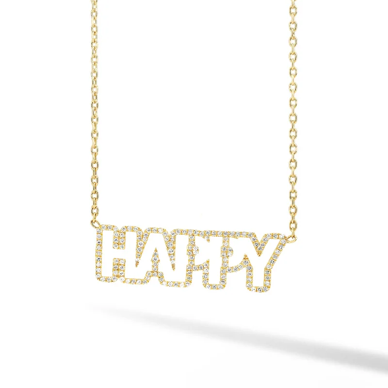 Pendant Necklace with Birthstone-Bold Diamond Cutout Name Necklace