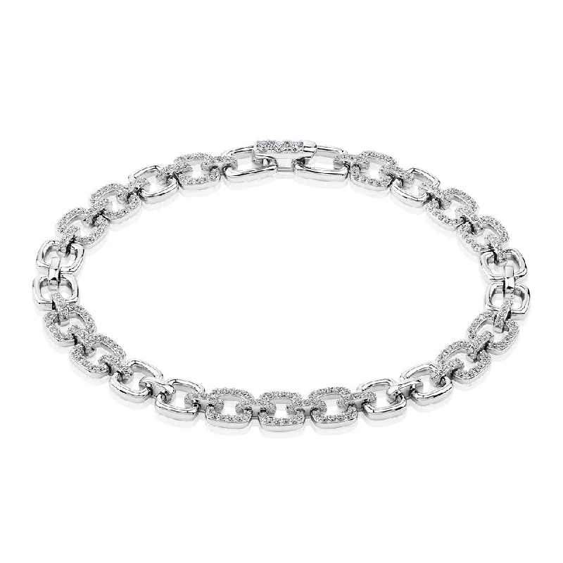 Unique Silver Bracelet-Statement bracelet with 1.40 carats* of diamond simulants in sterling silver