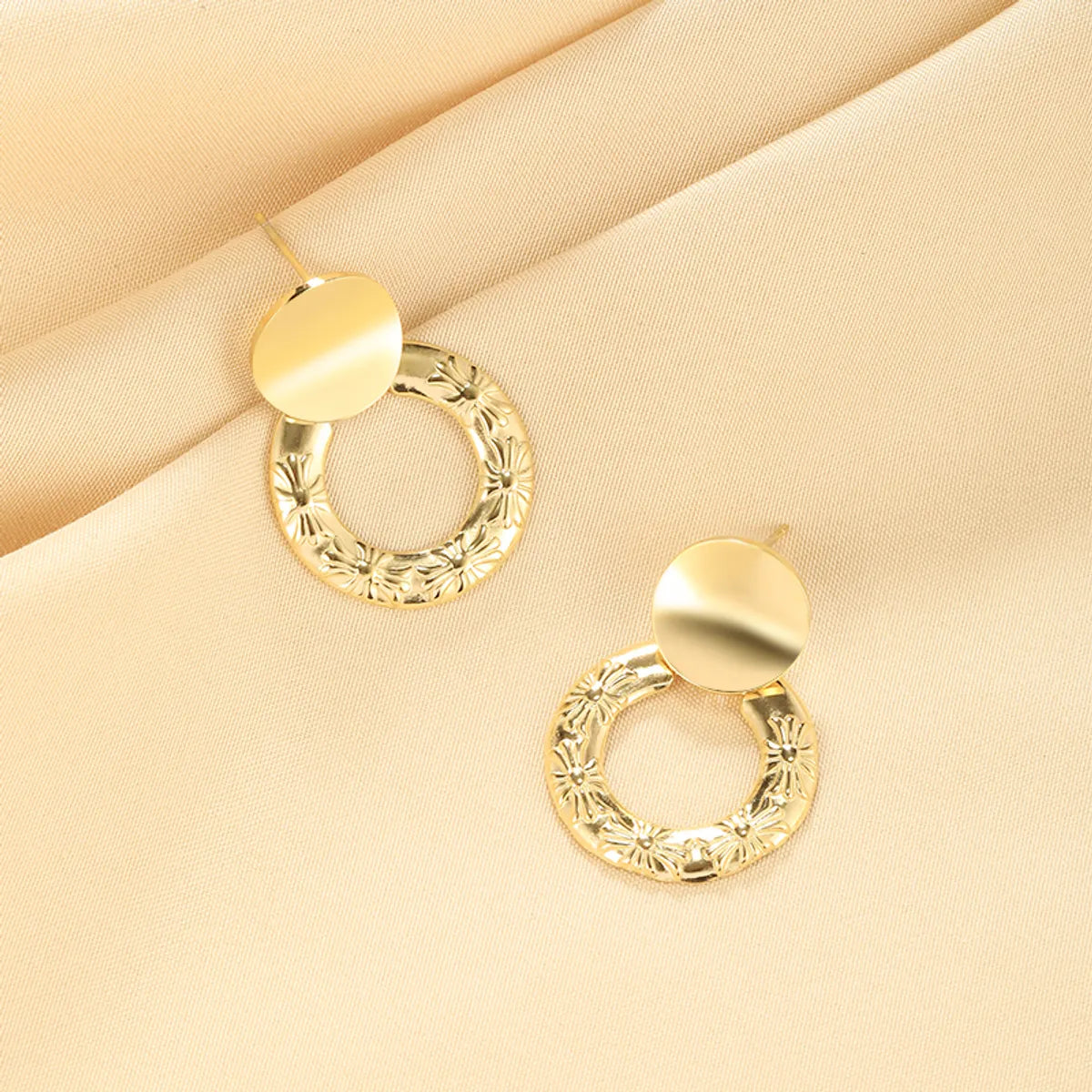 Large Drop Earrings-1 Pair Elegant Retro Geometric Plating Stainless Steel 18k Gold Plated Ear Studs