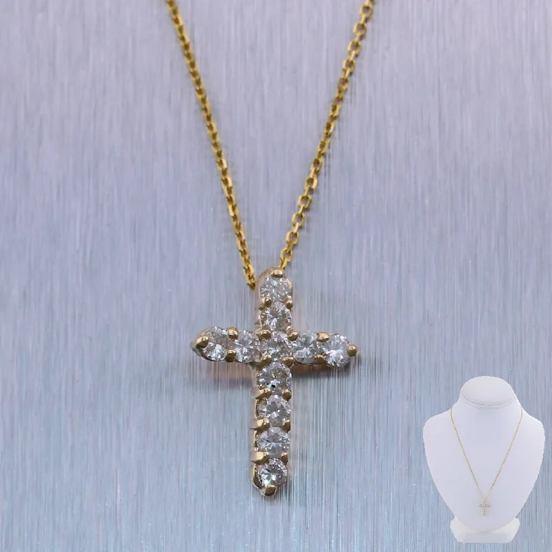 Silver Chain Necklace-Modern 14k Yellow Gold 0.83ctw Diamond Cross 19" Necklace