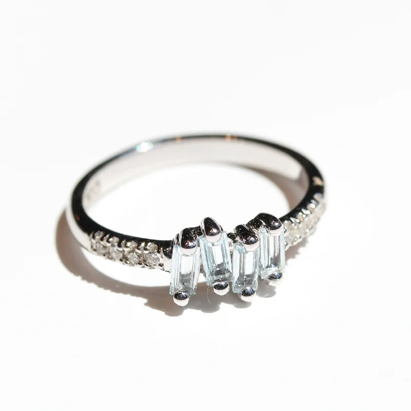 Simple Wedding Ring-Sky Blue Topaz Fireworks Ring