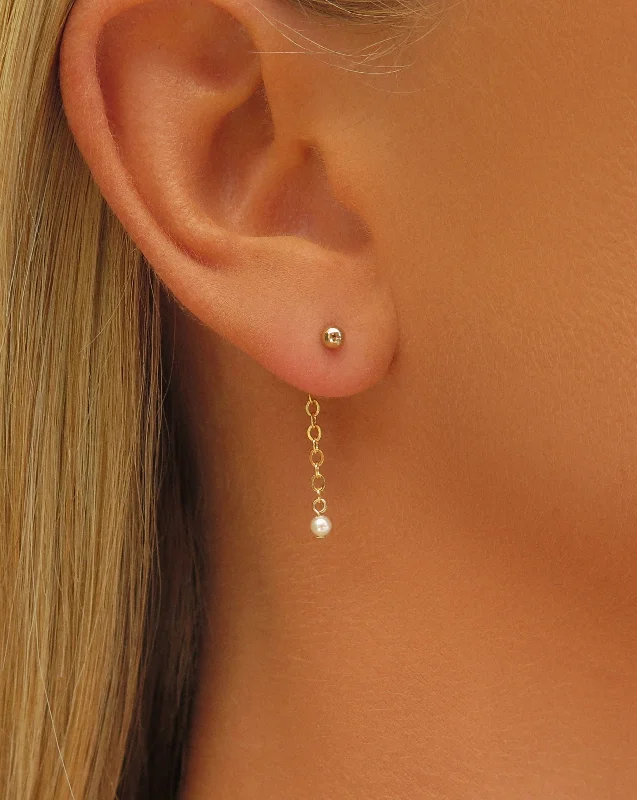 Modern Gold Earrings-Freshwater Pearl Chain Drop Stud Earring Extensions