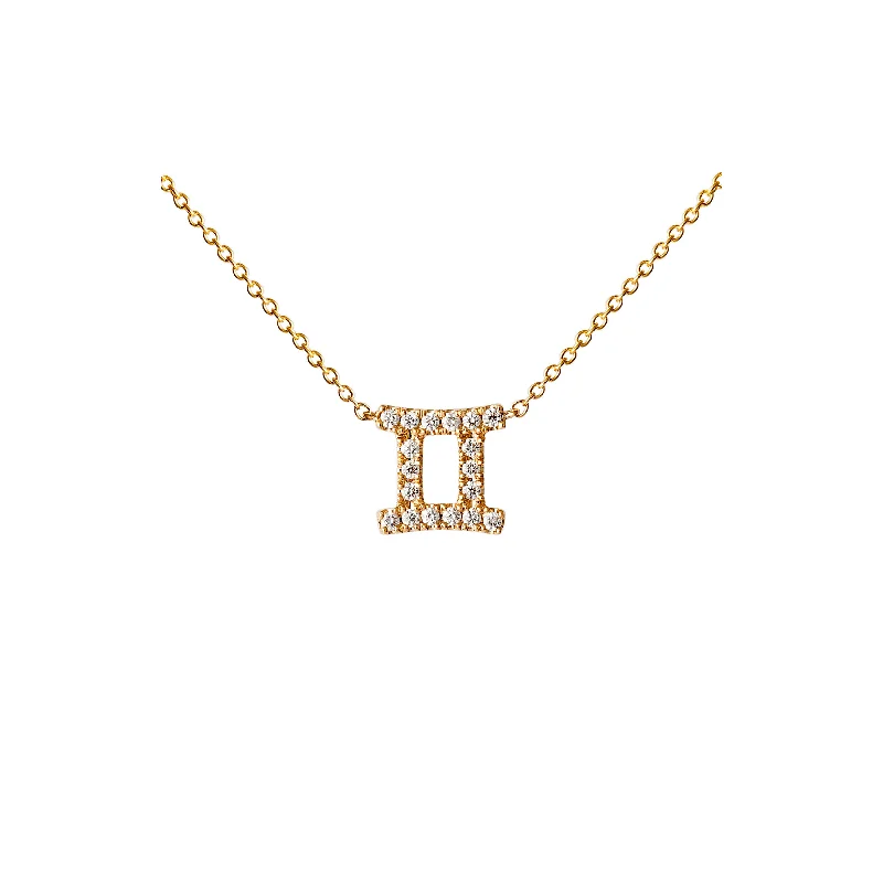 Diamond Necklace for Women-Petit Sign Gemini 18K Gold Necklace w. Diamonds