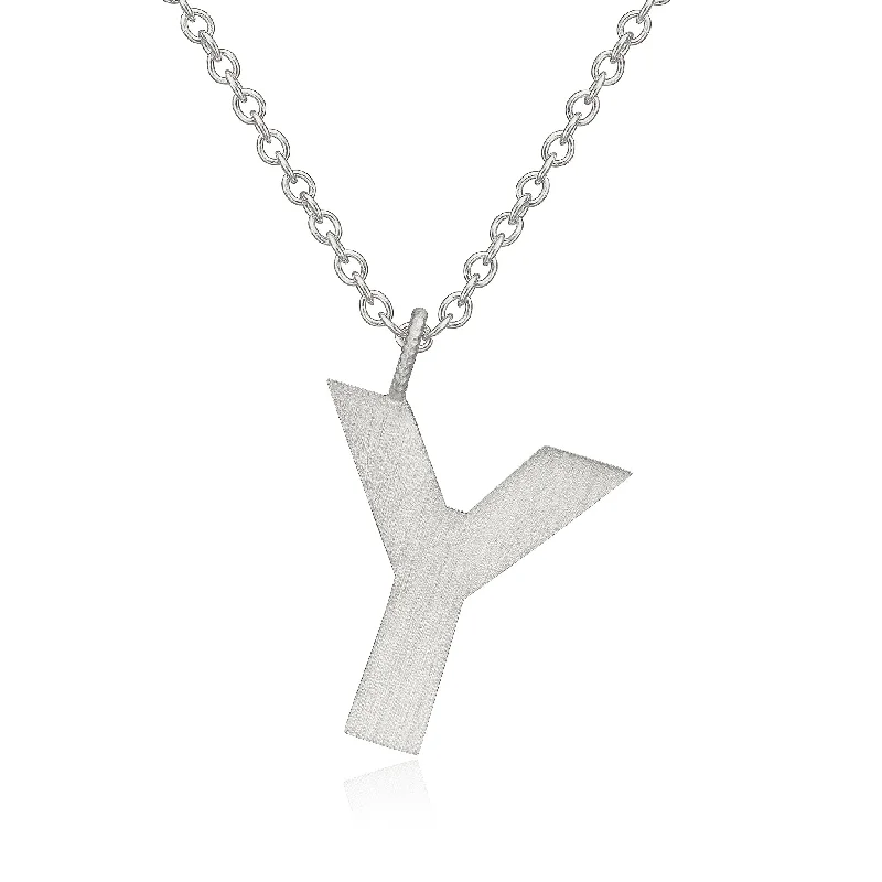 Gold Necklace with Gemstones-Letter Y Silver Necklace