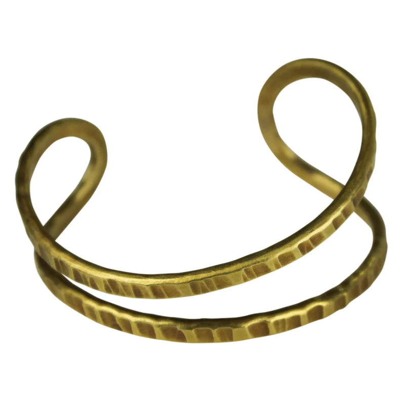 Stackable Gold Bracelets-Looped Bracelet, Hammered Brass