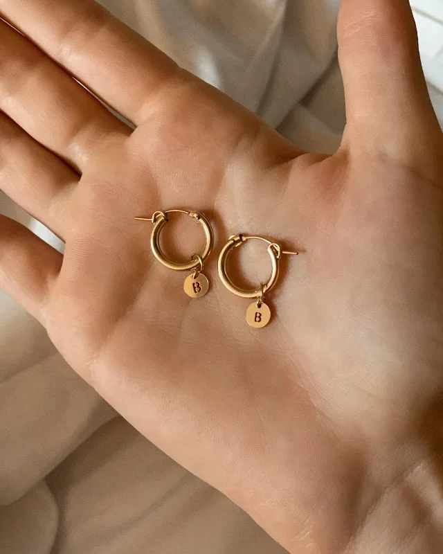 Classic Gold Stud Earrings-Letter Thick Hoop Earrings