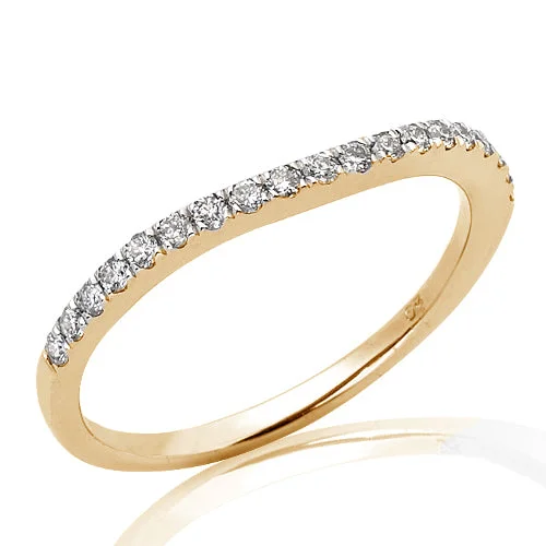 Fashionable Stackable Rings-14KY 0.25CTW MACHINE SET DIAMOND CURVED BAND