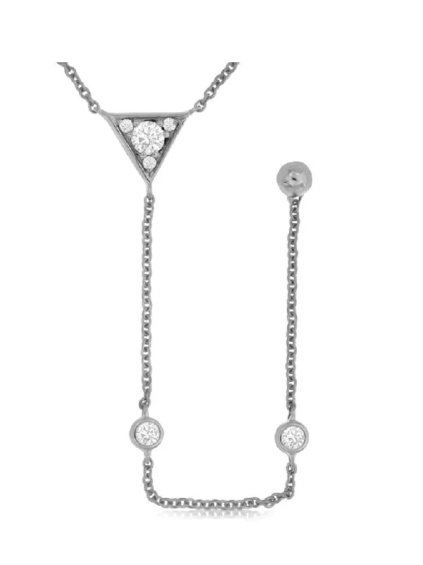 Rose Gold Pendant Necklace-14k white gold "Y" necklace with diamond accents