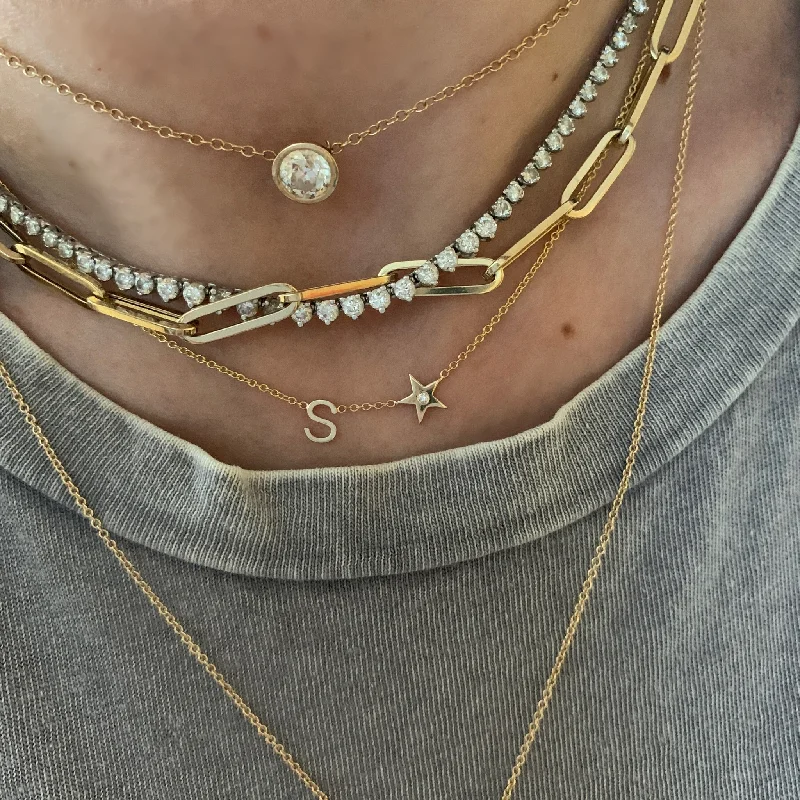 Unique Pearl Necklace for Bride-Gold Initial and Star Necklace