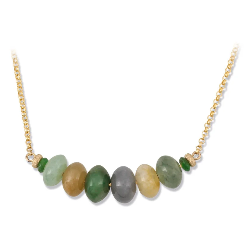 High-Quality Gemstone Necklace-Multi Color Natural Jade Tapered Necklace