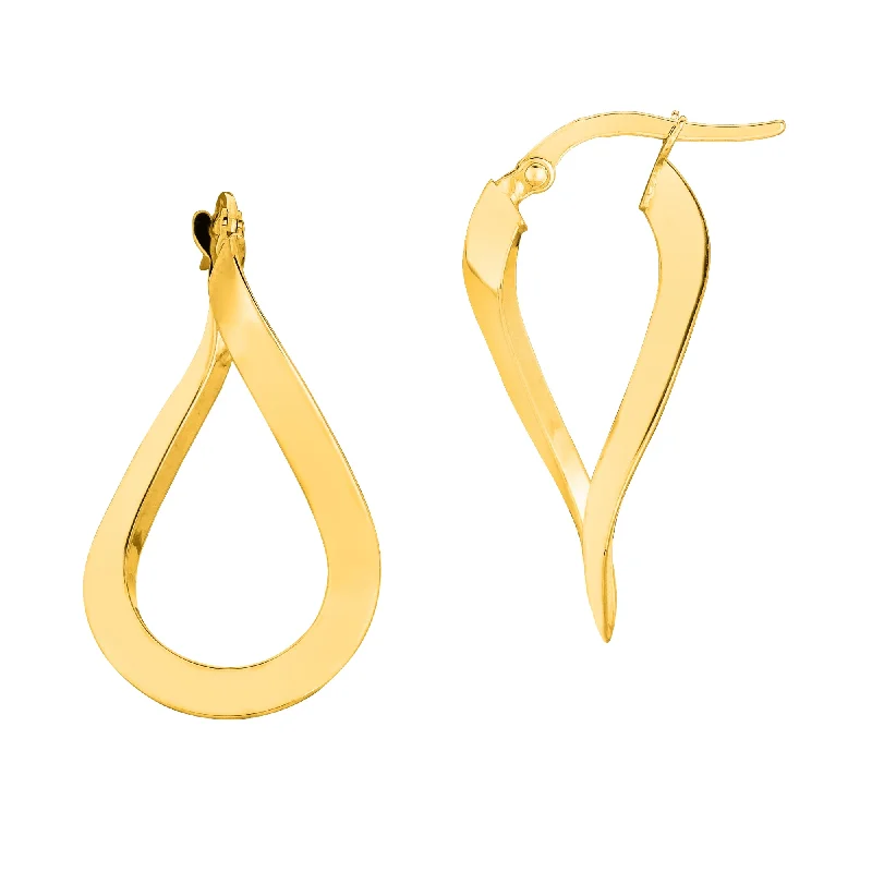 Classic Diamond Earrings-14K Gold 3MM Shiny Wavy Hoop Earrings