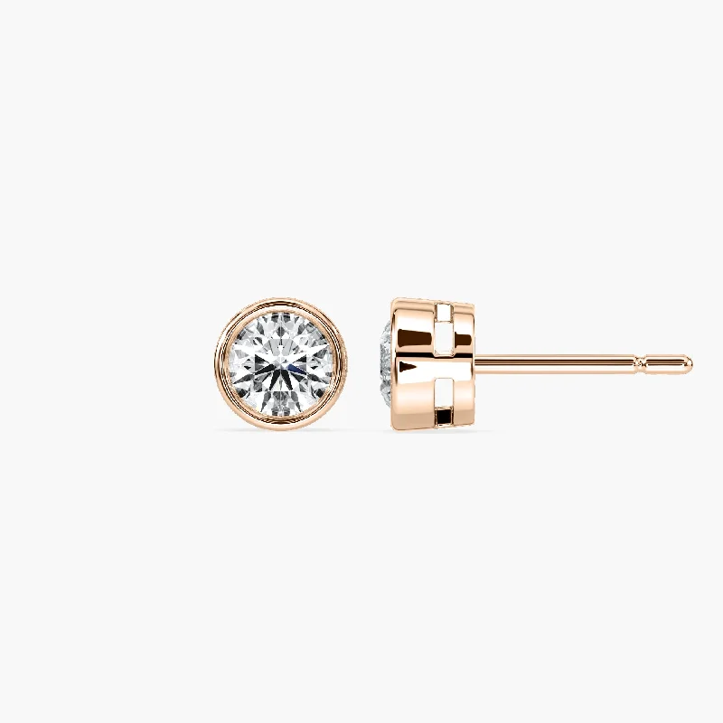 Vintage Earrings for Women-Bezel Round Stud Earrings