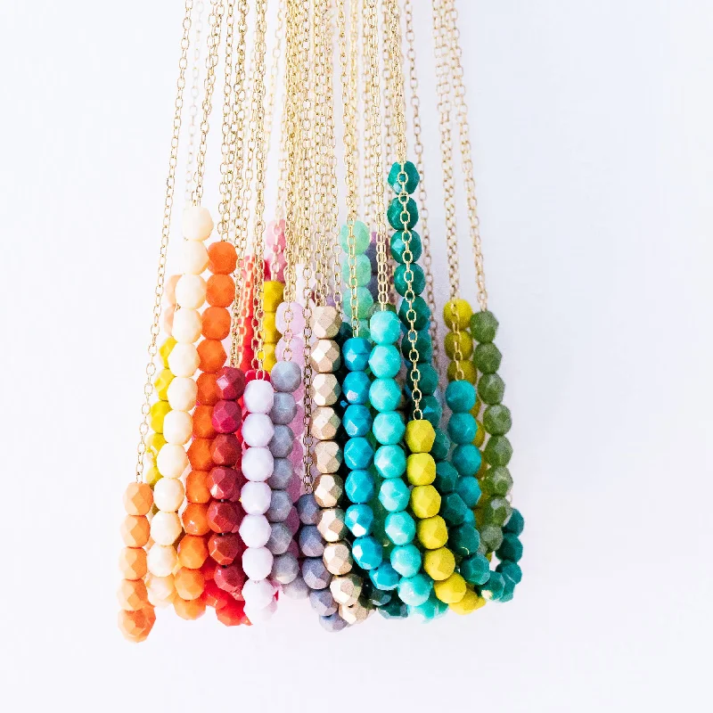 Women’s Layered Necklace-Colorful Glass Bead Necklace