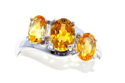 Designer Wedding Ring for Women-2 Ct Citrine Oval Ring .925 Sterling Silver Rhodium Finish