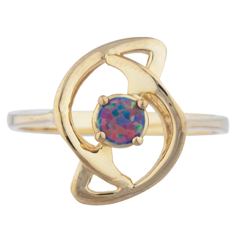 Luxury Gold Wedding Ring-14Kt Gold Black Opal Infinity Design Ring