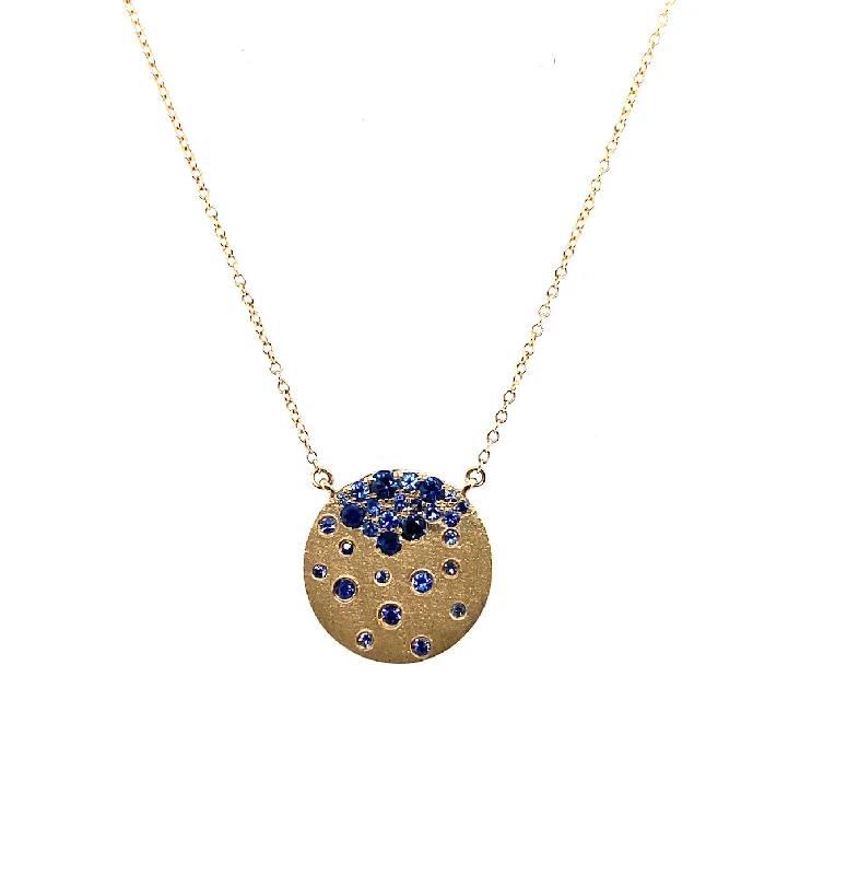 Simple Silver Pendant Necklace-Round Sapphire Confetti Necklace