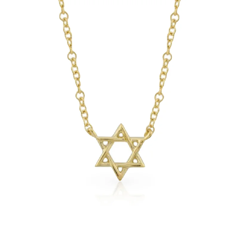 Classic Crystal Necklace-14k Solid Star of David