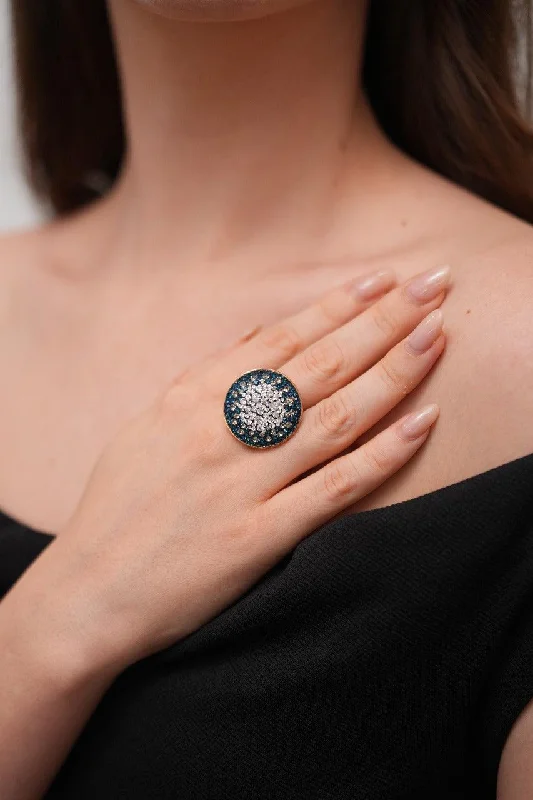 Dainty Engagement Ring-Stardust Whispers Diamond Cocktail Ring | Sparkling Tara