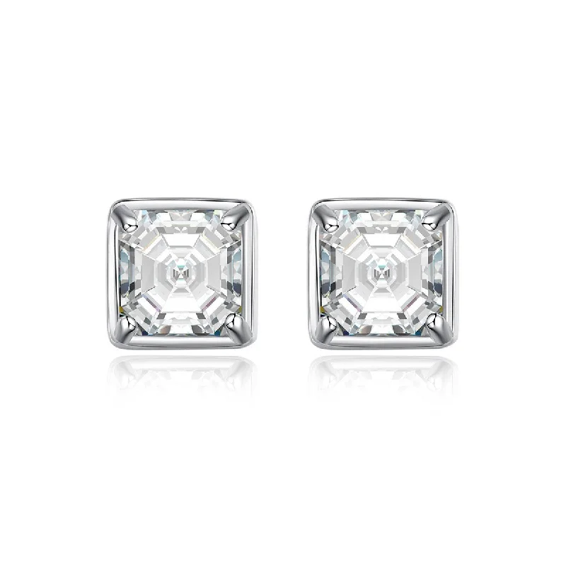 Nature Inspired Earrings-Asscher Cut Diamond Earrings | 925 Sterling Silver | Moissanite