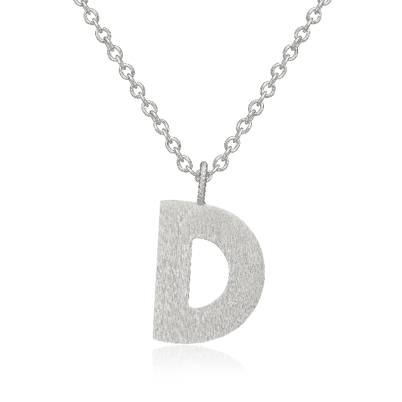 Fine Silver Necklace-Letter D Silver Necklace