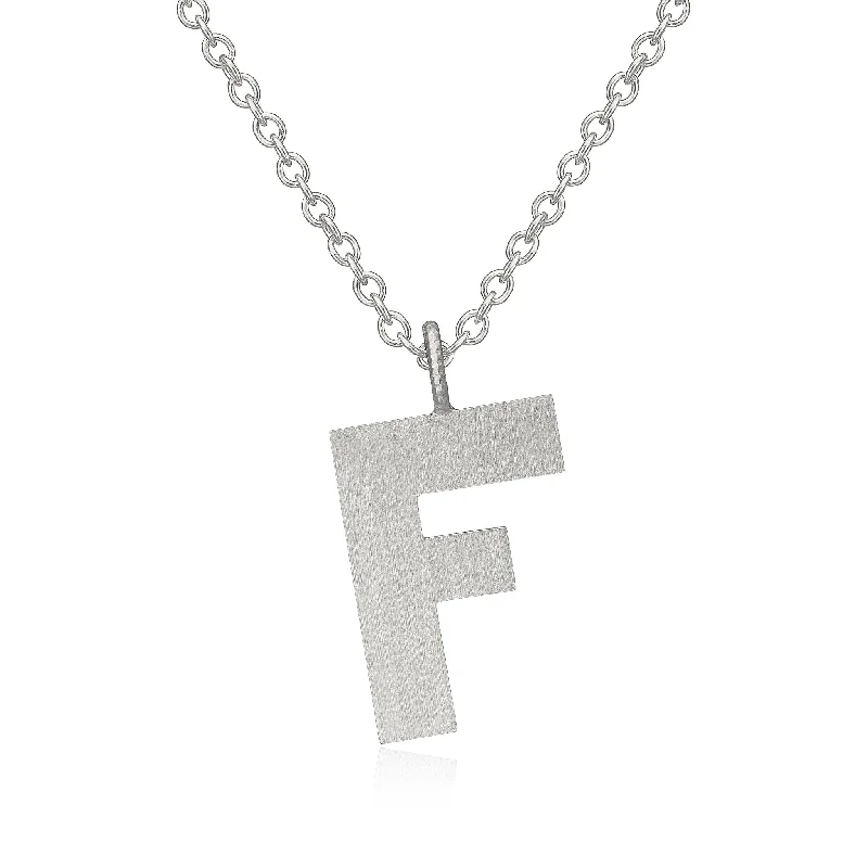 Heart Pendant Necklace-Letter F Silver Necklace