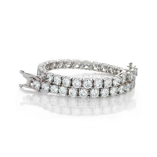 Vintage Gold Bracelet-Round Brilliant tennis bracelet with 12 carats* of diamond simulants in 10 carat white gold