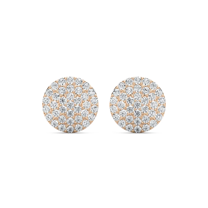 Black Diamond Earrings-Round Pave Stud Earrings