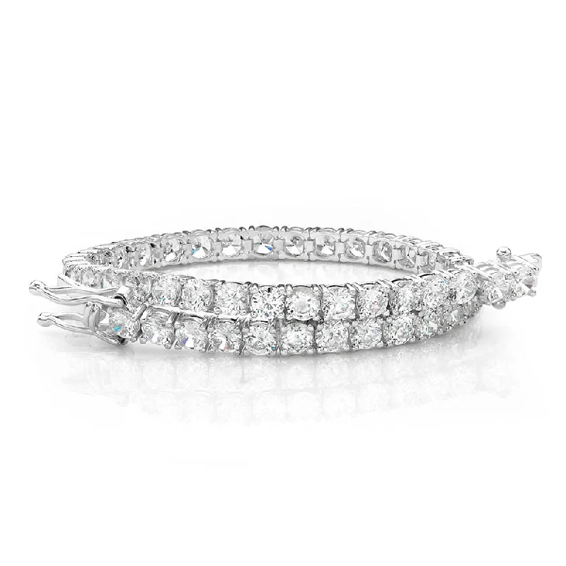 Customizable Silver Tennis Bracelet-Round Brilliant tennis bracelet with 8.5 carats* of diamond simulants in 10 carat white gold