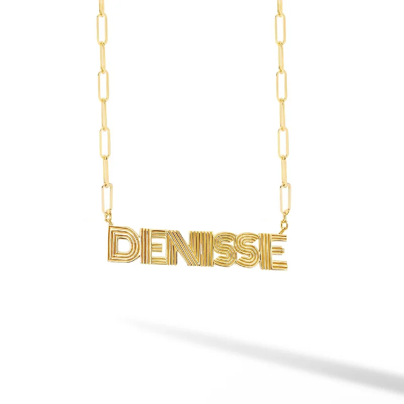 Luxury Wedding Necklace-Fluted Name Paperclip Necklace